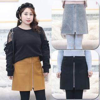 Plain Zip-front A-line Skirt