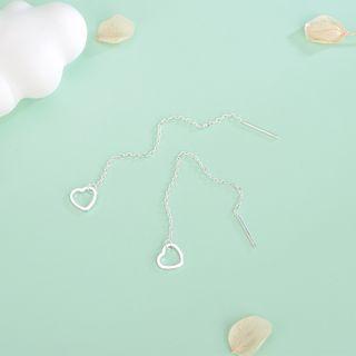 925 Sterling Silver Heart Dangle Earring 1 Pair - 925 Silver - Es1253 - Silver - One Size