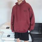 Lettering Loose-fit Pocketed Hooded Pullover