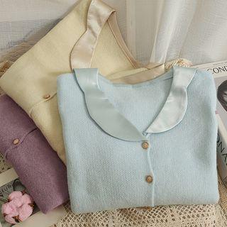 Collar-details Loose-fit Light Knit Cardigan