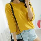 2/3-sleeve Colored T-shirt
