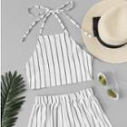 Halter Striped Tank Top  + Striped Shorts