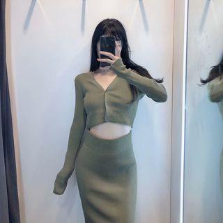Plain Cardigan / Camisole Top / Skirt