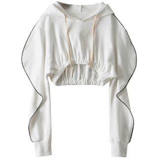 Ruffled Crop Hoodie