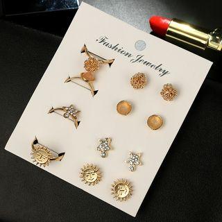 Set: Stud Earring + Open Ring (various Designs) As Shown In Figure - One Size