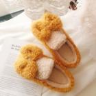 Two-tone Bow Furry Slippers