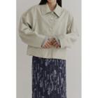 Dolman-sleeve Button-up Jacket Beige - One Size