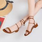 Lace Up Low Heel Genuine Leather Sandals
