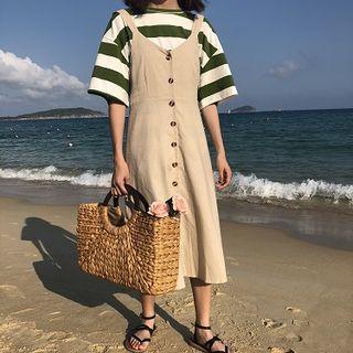 Plain Midi Suspender Dress