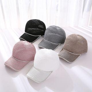 Rhinestone Open Knit Baseball Cap