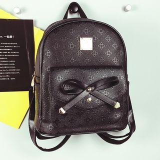 Patterned Faux Leather Backpack