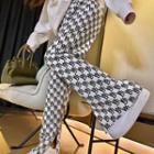 Lettering Slit Knit Straight Leg Pants