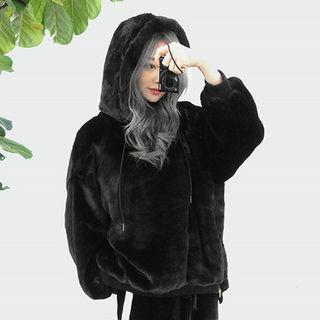 Hood Zip-side Faux-fur Pullover