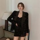 Sequined Blazer / Spaghetti Strap Mini Dress