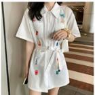 Embroidered Pocket Detail Short-sleeve Shirt / Dress
