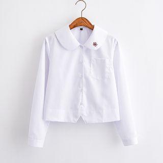 Flower Embroidered Long-sleeve Shirt
