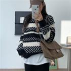 Crewneck Striped Sweater As Shown In Figure - One Size