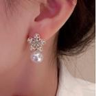 Flower Faux Crystal Faux Pearl Alloy Dangle Earring 1 Pair - Gold - One Size