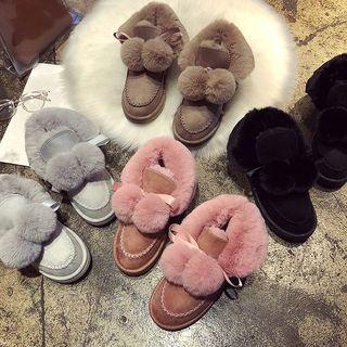 Pom Pom Accent Ankle Snow Boots