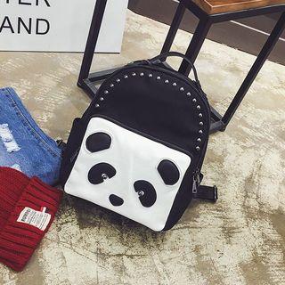 Panda-accent Faux-leather Backpack