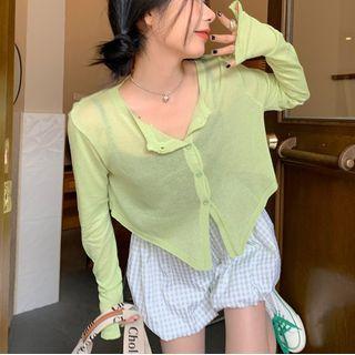 Plain Cardigan / High Waist Shorts