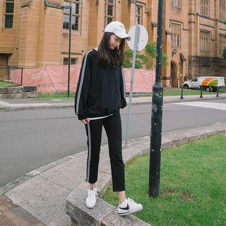Set: Striped Trim Top + Sweatpants