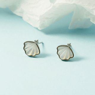 Shell Alloy Earring 1 Pair - Silver & White - One Size