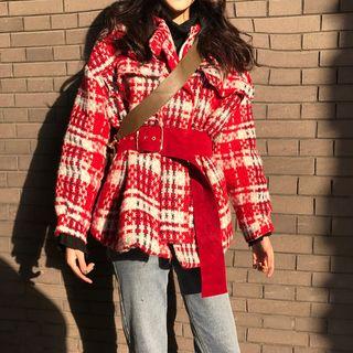 Tweed Zip Jacket With Belt