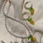 Acrylic Pineapple Faux Pearl Dangle Earring / Pendant Necklace / Set