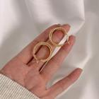Layered Alloy Hoop Earring 1 Pair - 925 Silver Needle - Gold - One Size
