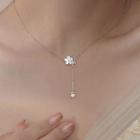 Flower Faux Pearl Pendant Alloy Necklace Necklace - Silver - One Size
