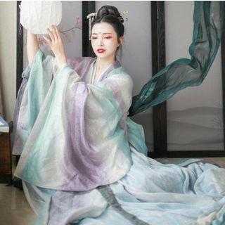Maxi Tube Dress / Long-sleeve Top / Long Light Jacket / Scarf / Hanfu Set