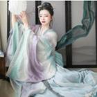 Maxi Tube Dress / Long-sleeve Top / Long Light Jacket / Scarf / Hanfu Set