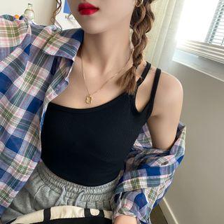 Asymmetrical Cutout Crop Tank Top In 5 Colors