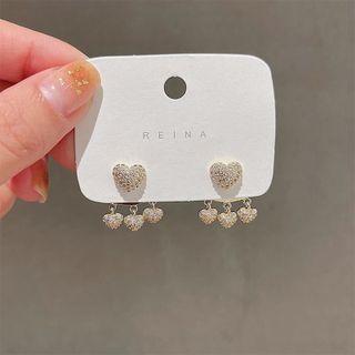 Heart Alloy Swing Earring 1 Pair - S925 Silver Needle - Gold - One Size