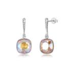 925 Sterling Silver Elegant Fashion Simple Sparkling Golden Austrian Element Crystal Earrings Silver - One Size
