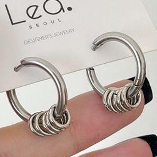 Interlocking Hoop Fringed Earring 1 Pair - Silver - One Size
