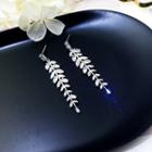 Rhinestone Leaf Earring 1 Pair - As Shown In Figure - One Size