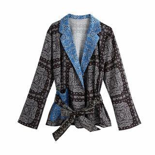 Tie-waist Paisley Print Blazer