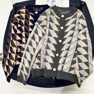 Geometric Pattern Knit Cardigan