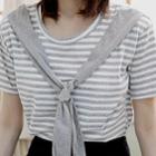 Tie-front Striped Top