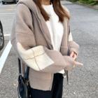Argyle-detail Hooded Zip-up Jacket