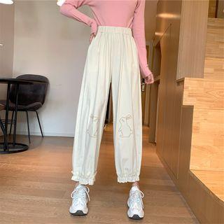 Rabbit Print Straight-cut Pants