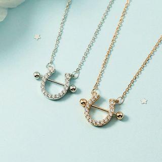 Horseshoe Rhinestone Pendant Necklace