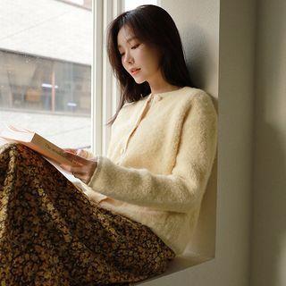 Pastel Round-neck Boucl  Cardigan
