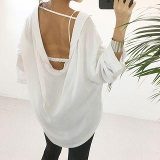 Backless V-neck Blouse