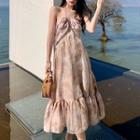 Halter Tie-dye Print Midi A-line Dress