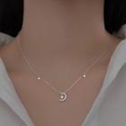 925 Sterling Silver Moon Necklace 1pc - Silver - One Size