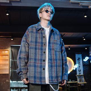 Checker Woolen Shirt Jacket