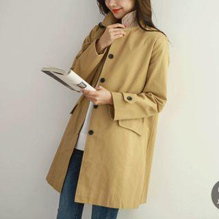 Plaid-collar Mac Coat